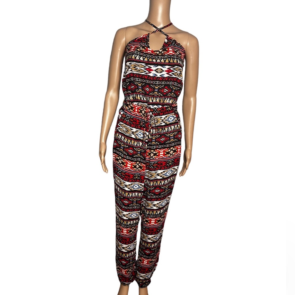 Rumors women’s printed long elastic waist jumpsuit size S